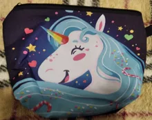 Bolsa de cosméticos con dibujos de unicornios para mujer, almacenamiento de maquillaje bonito para chicas, bolsos de lápiz de labios portátiles, regalo