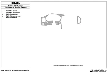 

Interior trim for Ford Ranger 1997-2000. Set L389.