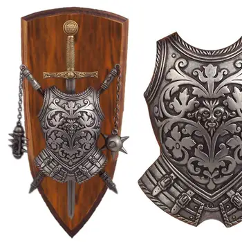 

DENIX, replica Coat of arms for Wall, Panoply with heart, sword and 2 sleeves, 29cm, made of metal and wood