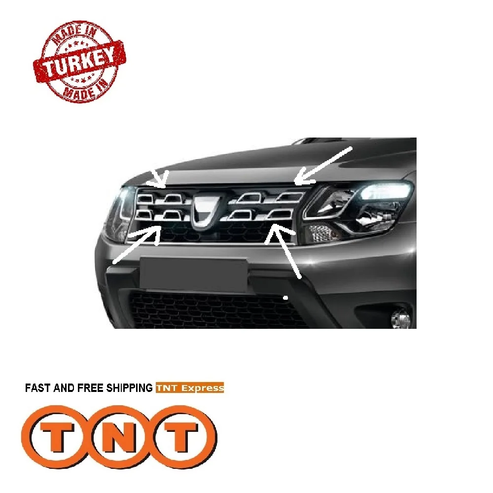 

1 Set 4 Pcs Front Radiator Grille Chrome for Dacia Duster 2013-2017 6238764482R 623840543R 623839492R 623866492R / TNT Shipping
