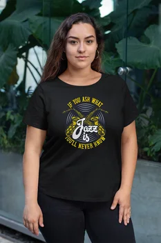 

Angemiel Wear Jazz And Saxophone Black Women Cotton Large Size T-Shirt