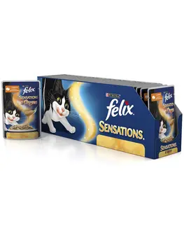 

Felix Sensations пауч для кошек (кусочки в соусе), Индейка и бекон, 24*85 г.