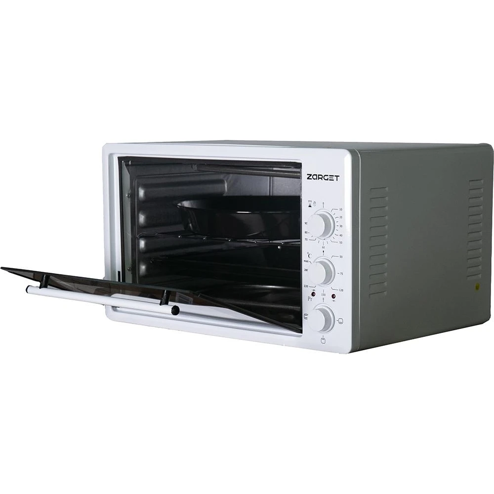 Мини-печь ZARGET ZMO 3620W (1300 Вт; объем 36 л; нагрев до 300°C; смотровое окно; звуковой сигнал; механический таймер)