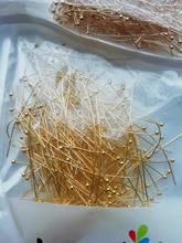 200 unids/lote 16 20 25 30 35 40 50mm tono brillante Bola de cobre Pin de la cabeza para la fabricación de la joyería DIY Headpin resultados Accesorios