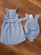 PatPat 2021 New Arrival Mommy and Me 100% Cotton Striped Front Button Tank Dresses