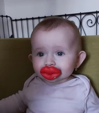 1Pc de silicona bebé chupetes tipo mordedor chupetes chupete de bebé de beso rojo labios tonto chupetes bebé cuidado Dental