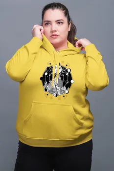 

Angemiel Wear Sun And The World Phases Yellow Women 'S Hooded Sweatshirt