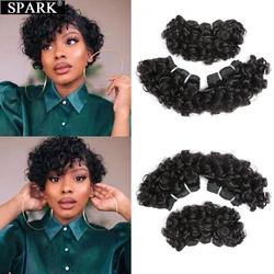 Spark Peruvian Bouncy Curly Hair Bundles 3/6/9pcs 6inch Short Length Remy Human Hair Bundles 6PCS Can Make a Wig Double Drown
