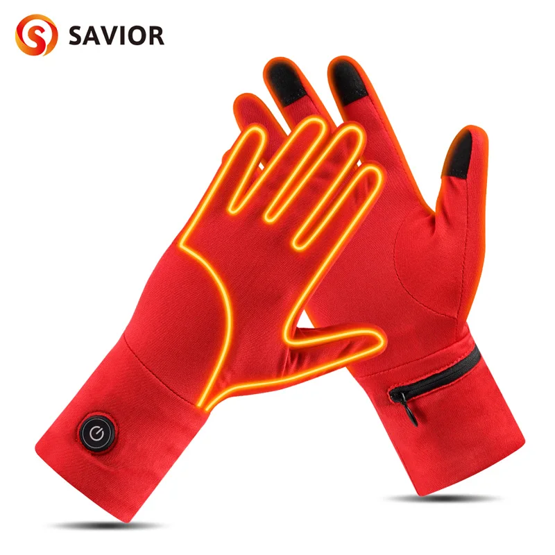 Fine heating, cycling or skiing gloves, rechargeable