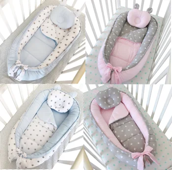 

Portable Baby Crib Lounger and Babynest Perfect for Sleeping Baby Bassinet Soft & Breathable 100% Cotton,Adjustable Removable