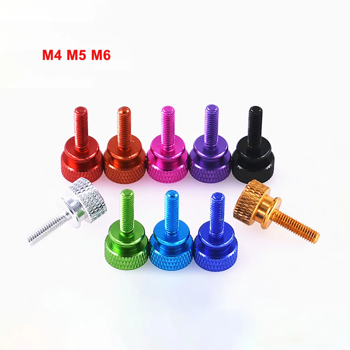 5Pcs M6*8/10/12/14/16/20mm Knurled High Step Head Hand Tighten Screws Anodized Aluminum Thumb Computer Case Screw |