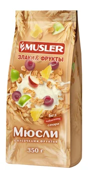 

Dry breakfast-muesli cereals and fruit, Musler 350g.