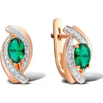 

Lucas gold emerald diamond earrings in red gold