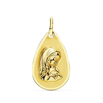 

Medal 18k gold Virgin Girl 19mm. Drop Shape smooth edge [AC0974GR] -Customizable-RECORDING INCLUDED IN THE PRICE