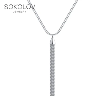 

Necklace silver SOKOLOV, fashion jewelry, 925, women's male