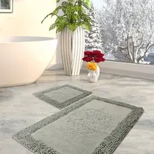 Коврики для ванной нескользящие Противоскользящие коврики противоскользящие Pianta хлопок мята 2'Li набор 60X100 см-50X60 см