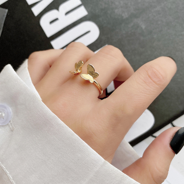 Silver Color Dancing Moving Butterfly Rings Dainty Insect Minimalist Rings For Women French Jewlery 2022 Trend Anillos