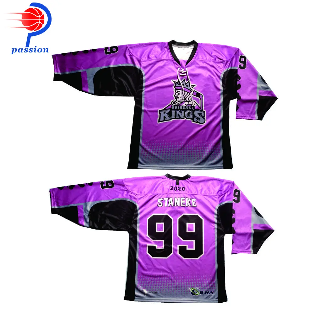 Purple and Gold Hockey Jerseys with A Beer Mug Twill Logo Adult XXL / (Number on Back and Sleeves) / Gold
