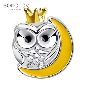 

SOKOLOV pendant gilded with silver enamel, fashion jewelry, 925, women's male, pendants for neck women