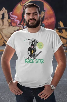 

Angemiel Wear Rockstar Tiger White Men 'S Cotton Big Size T-Shirt