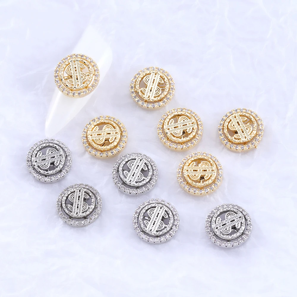 1pc 스핀 회전 달러 기호 네일 매력 바람개비 네일 아트 장식 회전 라인 석 3D Fidget Spinner Nails Charm KD2