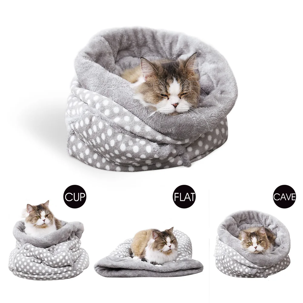 Pet Dog Cat Sleeping Bags with Pocket Lovely Cozy Beds Super Warm Rabbit Kitten Puppy Cushion Mat Multiple Function Pet Supplies