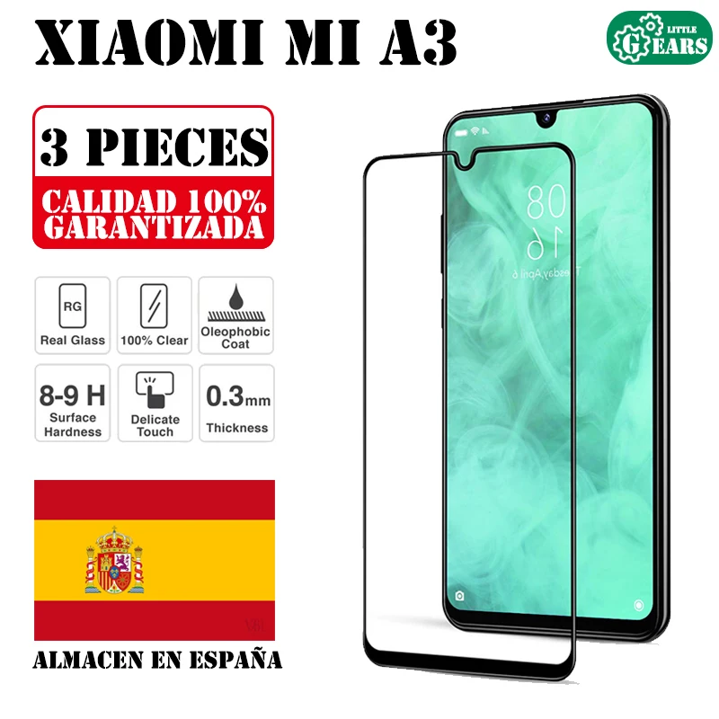 Xiaomi Mi A3 Set 3 Pieces Full Tempered Glass Screen Protector Ultra Thin Scratch Protection afbeelding