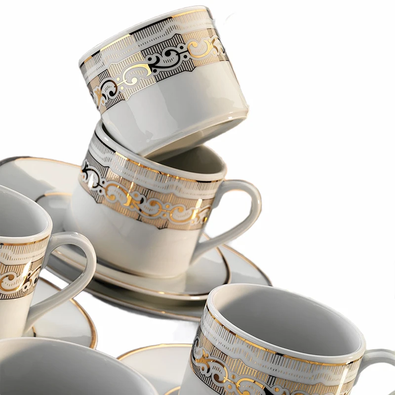 

Kutahya Porcelain Dream 7043 Pattern 6 Person Coffee Cup Set Turkish Coffee Espresso Made in Turkey %100 Original