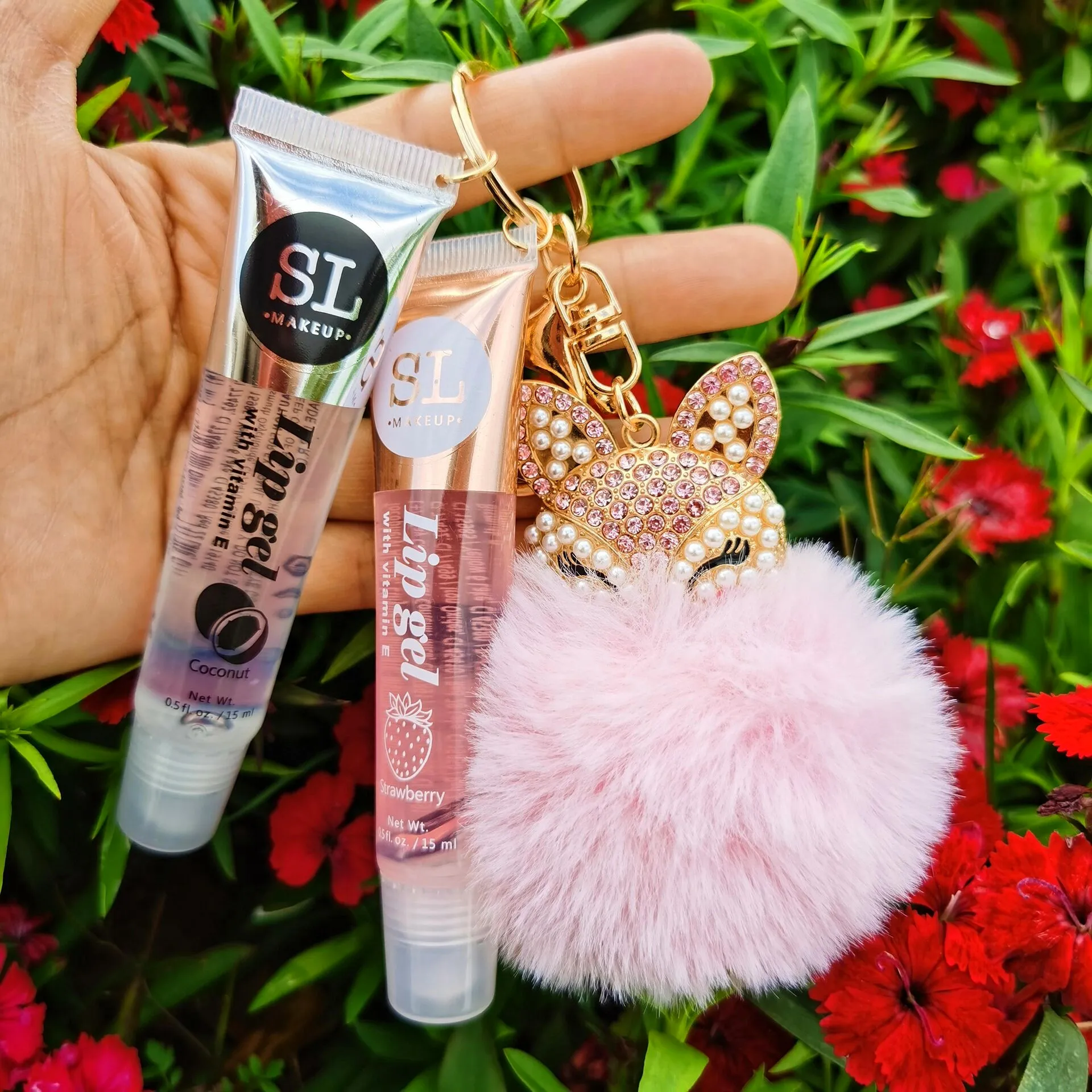 

Hot Sale Private Label Clear Custom Kids No Logo Lipgloss Non Sticky Make Your Own Vegan Pink Keychain Lip Gloss