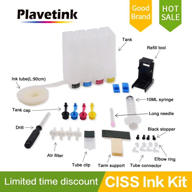 

Plavetink Ciss For Canon Continuous Ink Printer For HP Ciss Bulk Diy Tank Continuous System 4 Color Cartridge and Ink Tube Drill