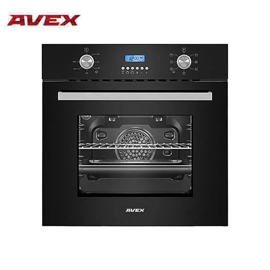 Черное стекло Электрический духовой шкаф конвекция AVEX HM 6170 Bx, стекляо+метал(дисплей, 7 функц, 56л, утапливаемые ручки, гриль, кольцев - Цвет: Черное стекло