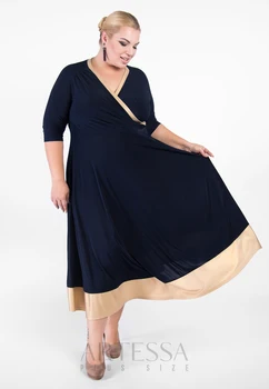 

Dress artessa plus size, well-tailoring, three quarter sleeve, midi length.