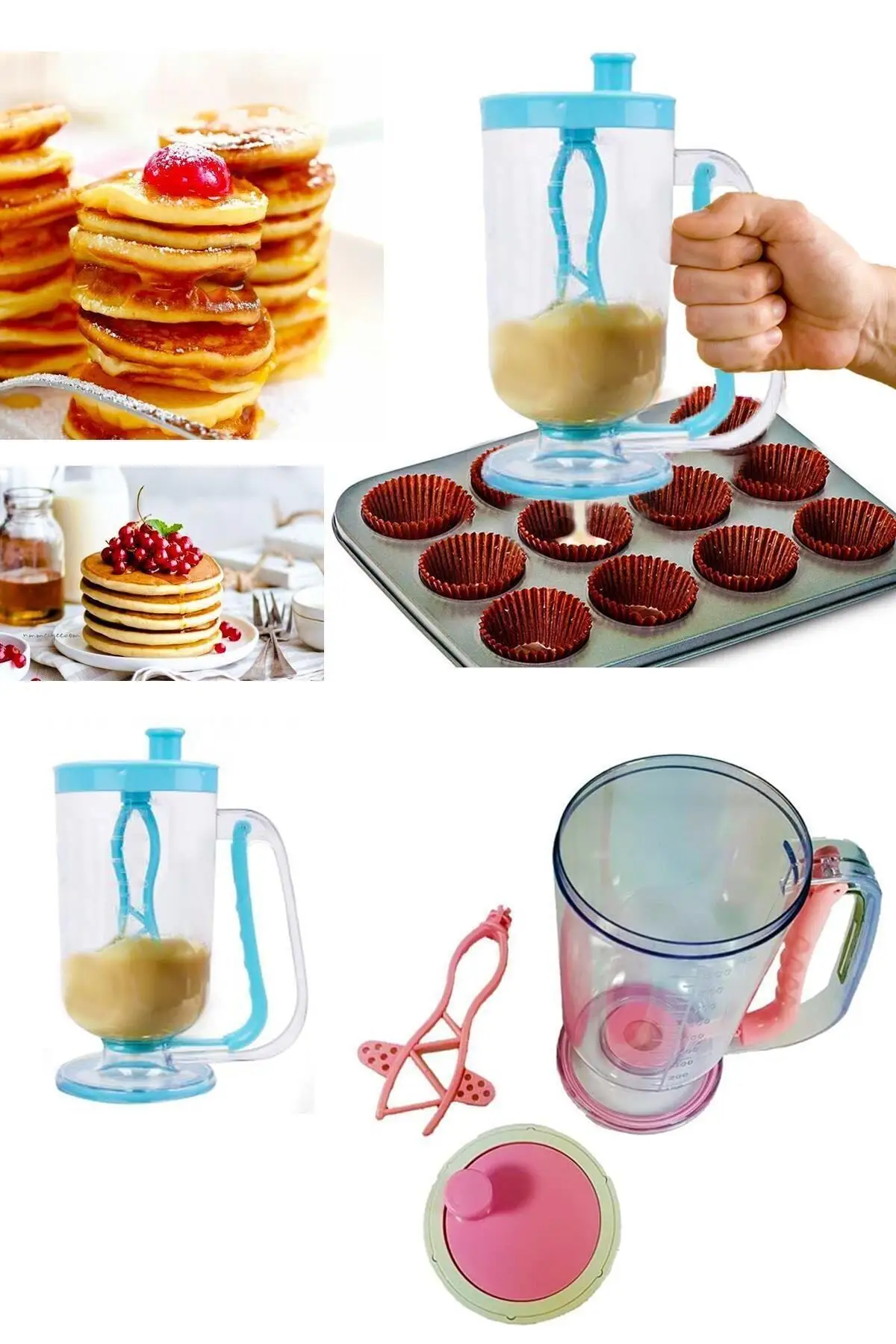 2 in 1 Dough Porter Mixer Dispenser Adjustable Apparatus With Scale Pouring Preparation Baking Tool For Cake Crepe Cream Muffin 2 in 1 dough porter mixer dispenser adjustable apparatus with scale pouring preparation baking tool for cake crepe cream muffin