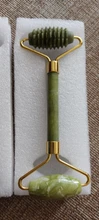 Rodillo masajeador Facial raspado Guasha Natural, doble cabezal, piedra de Jade, Estiramiento Facial, cuerpo, cuello delgado, herramientas de masaje de elevación fina
