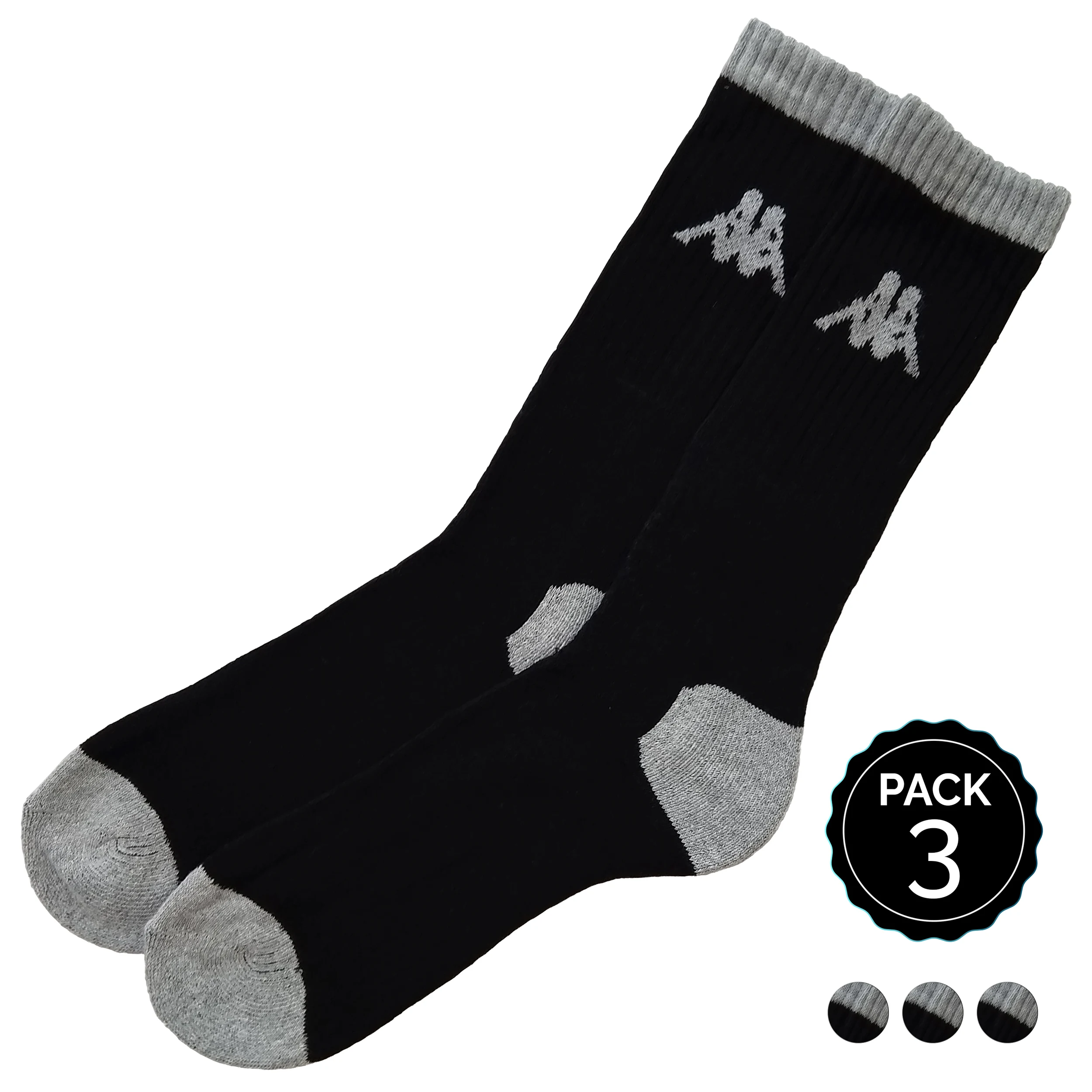KAPPA calcetines tennis pack de 3 pares en color blanco negro y gris