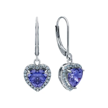 

Silver earrings with cubic zirconia and tanzanites synthetic sunlight sample 925
