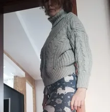 Suéter de cuello alto suelto para mujer, jerséis de punto cálidos y elegantes de gran tamaño, Tops sólidos de moda, Jersey de punto 2021