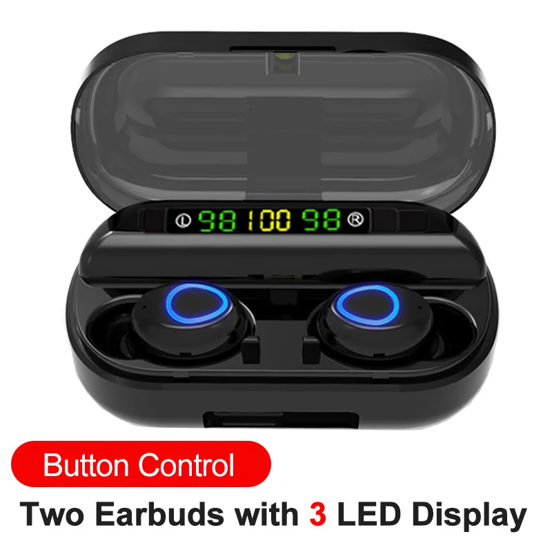 button three LED TWS Bluetooth наушники с микрофоном светодиодный дисплей беспроводные Bluetooth наушники водонепроницаемые наушники с шумоподавлением - Цвет: button three LED