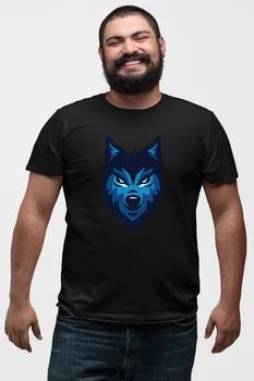 

Angemiel Wear Blue Wolf Black Men 'S Cotton Big Size T-Shirt