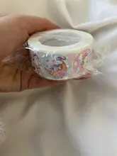 Pegatina con figura de unicornio de dibujos animados para niños, etiqueta de regalo de recompensa para niños, pegatina de 500 cm, 2,5 Uds. Por rollo