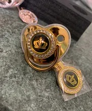 Chupete de bebé de adorno dorado, cadena de Clip sin BPA de silicona, pezón de diamantes de imitación infantil, regalo de ducha de 0 a 18 meses, 6 colores