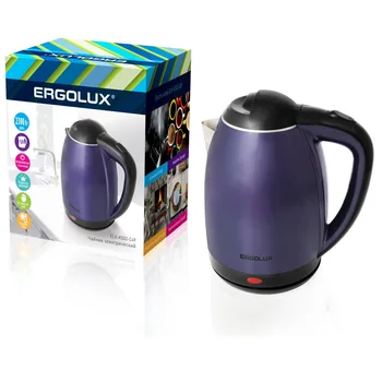 

Kettle ergolux elx-ks02-c49 stainless steel/plastic, 1500- 2300 W, 1,8л, 160-250в (