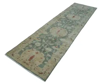 

84x376 Cm Beige Handmade Oushak Runner Rug-3x12 Ft