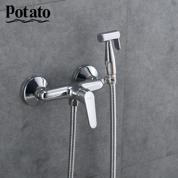

Potato Solid Single Cold Water Corner Valve Bidet Square Hand Shower Head Tap Crane Bidet Toilet Sprayer Toilet Washer p20260