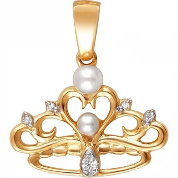 

Esthete pendant with pearls and cubic zirconia in red gold