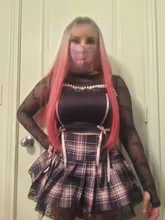 LOUIS FERRE negro Rosa rojo pelucas Cosplay largo recto Ombre peluca sintética con flequillo negro las mujeres Afro resistente al calor de fibra