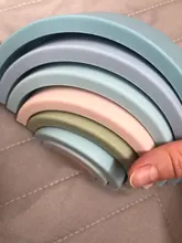 1Set bebé Arco Iris colores de silicona apilar juguetes Montessori creativo juguetes libres de bisfenol A de silicona de grado de alimentos de la educación temprana y regalos de los niños