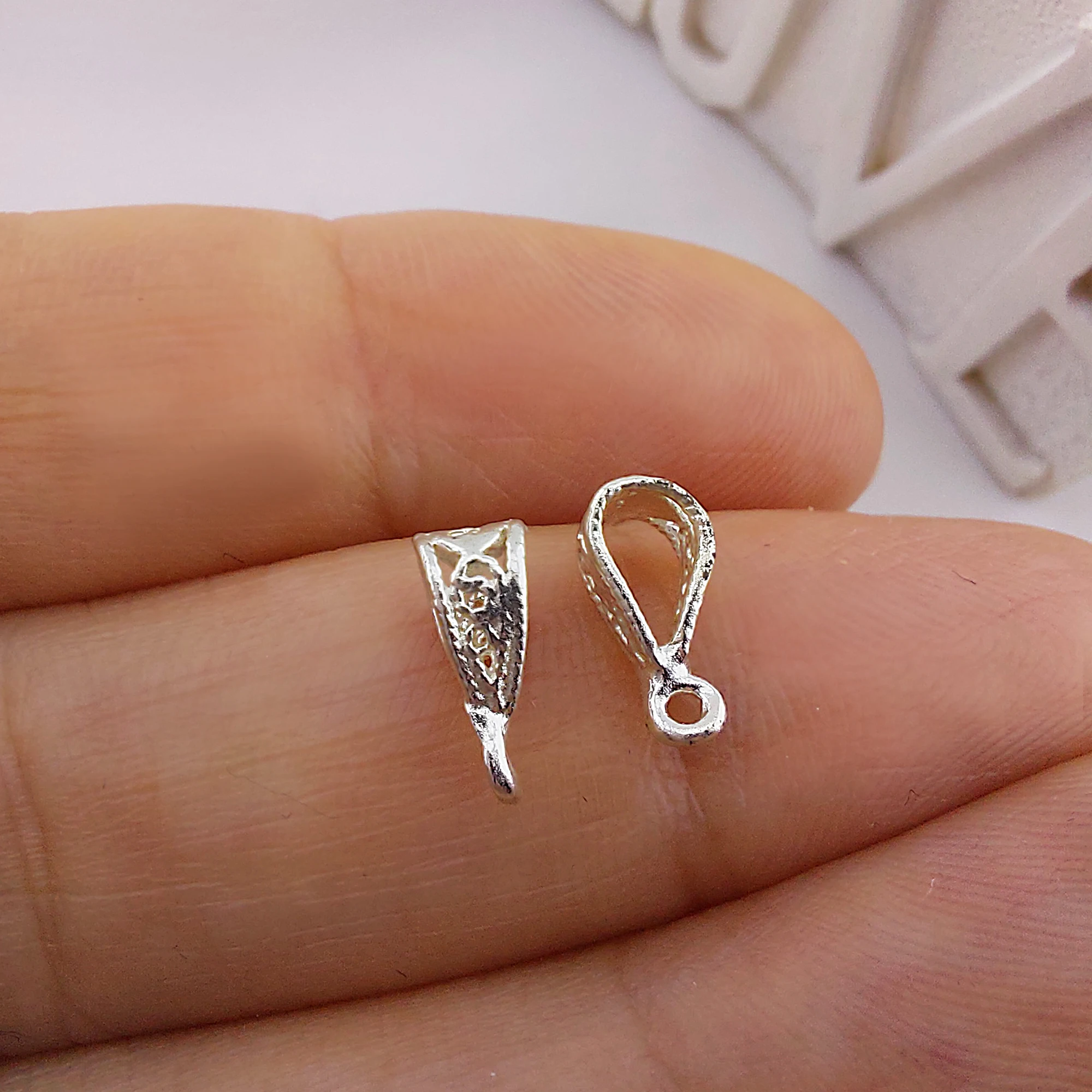 

5 pieces 925 Sterling Silver Patterned Pinch Bails, Silver Pinch Bail, Pendants, Findings