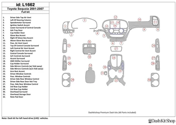 

Interior lining for Toyota Sequoia 2001-2007. Set L1662.