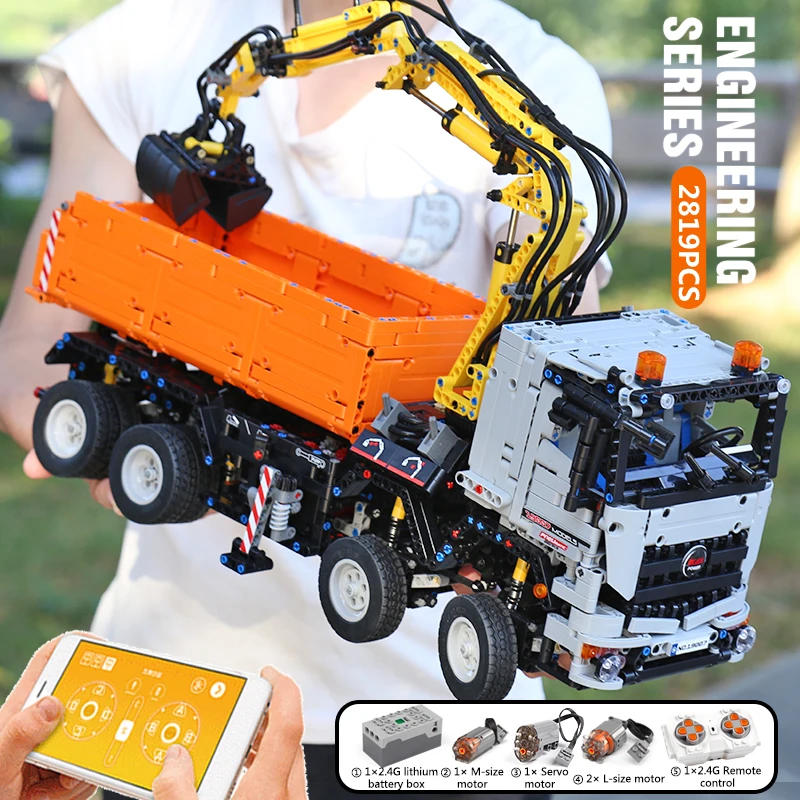 Mold King Technic Car App моторизованный Arocs 3245 автомобиль совместим с 42043 моделями